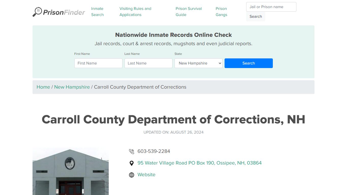 Carroll County Department of Corrections, NH Inmate Search, Mugshots ...